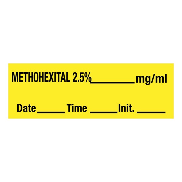 Nevs Methohexital 2.5%_mg/ml DTI 1/2 x 500 Yellow w/Black SANT-103 - main